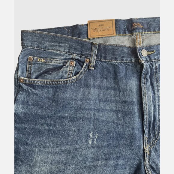 Polo Ralph Lauren Blue Denim The Varick Slim Straight Jeans - Picture 3 of 7